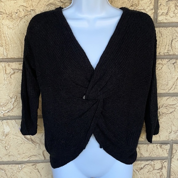 Express Tye Knot V Black Sweater Soft Comfy Sexy Size Med - Picture 2 of 11